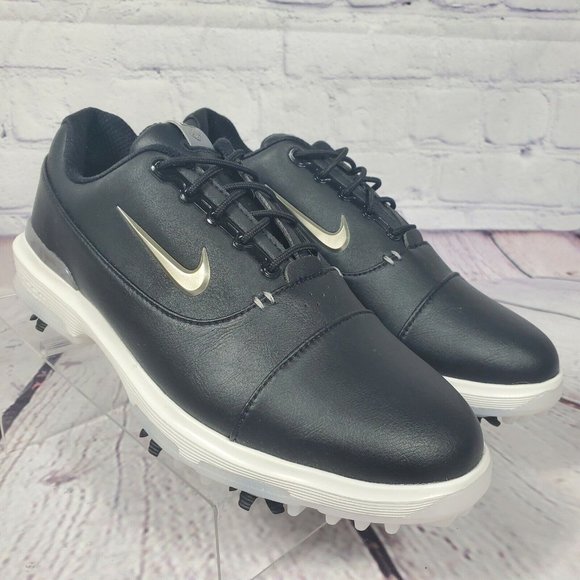 Nike Other - Nike Golf Shoes Mens 7.5 Black Air Zoom Victory Pro Leather silver Swoosh Logo
